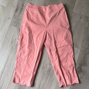 Kim Rogers Scalloped Coral Capri Pants, Cropped Size 8